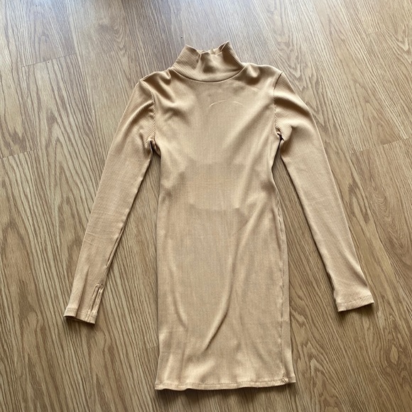 ASOS Dresses & Skirts - Ribbed turtleneck dress with sleeves and back cut-out, thumb detail